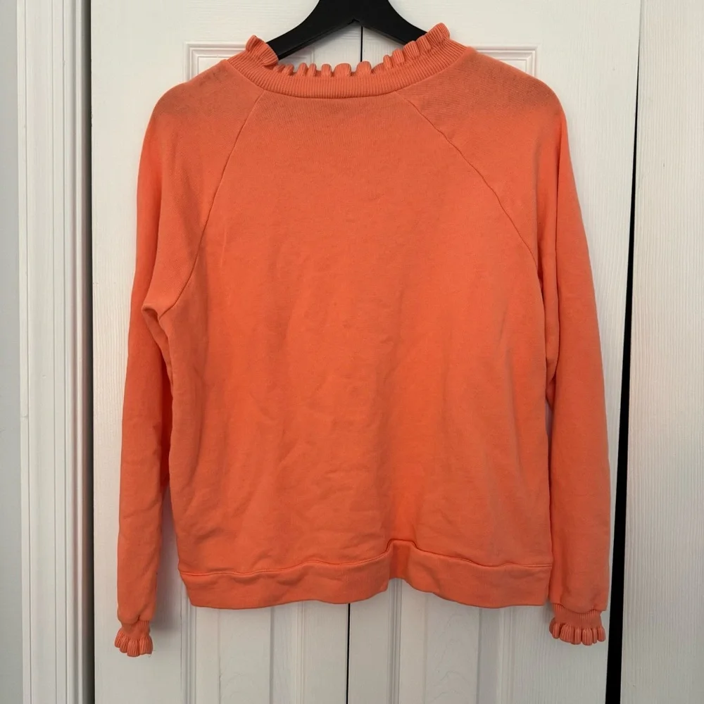 Talbots Coral Ruffled Sweatshirt with Gold Buttons - Picture 3 of 4